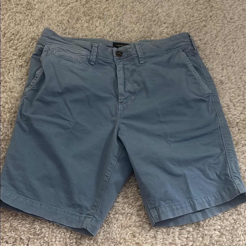 American Eagle Outfitters Blue Flat Front Chino Shorts